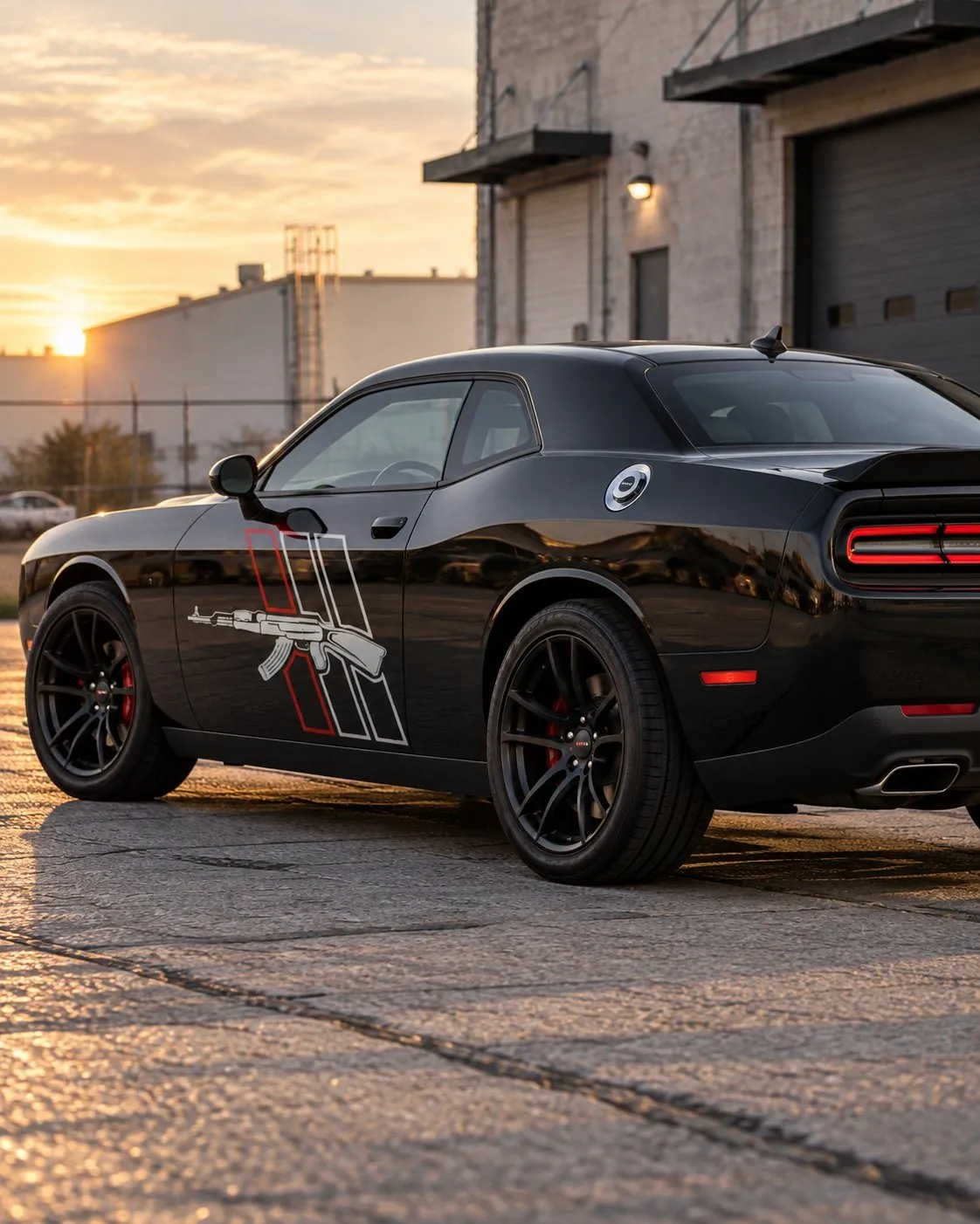 Rifle side decal on a black Challenger