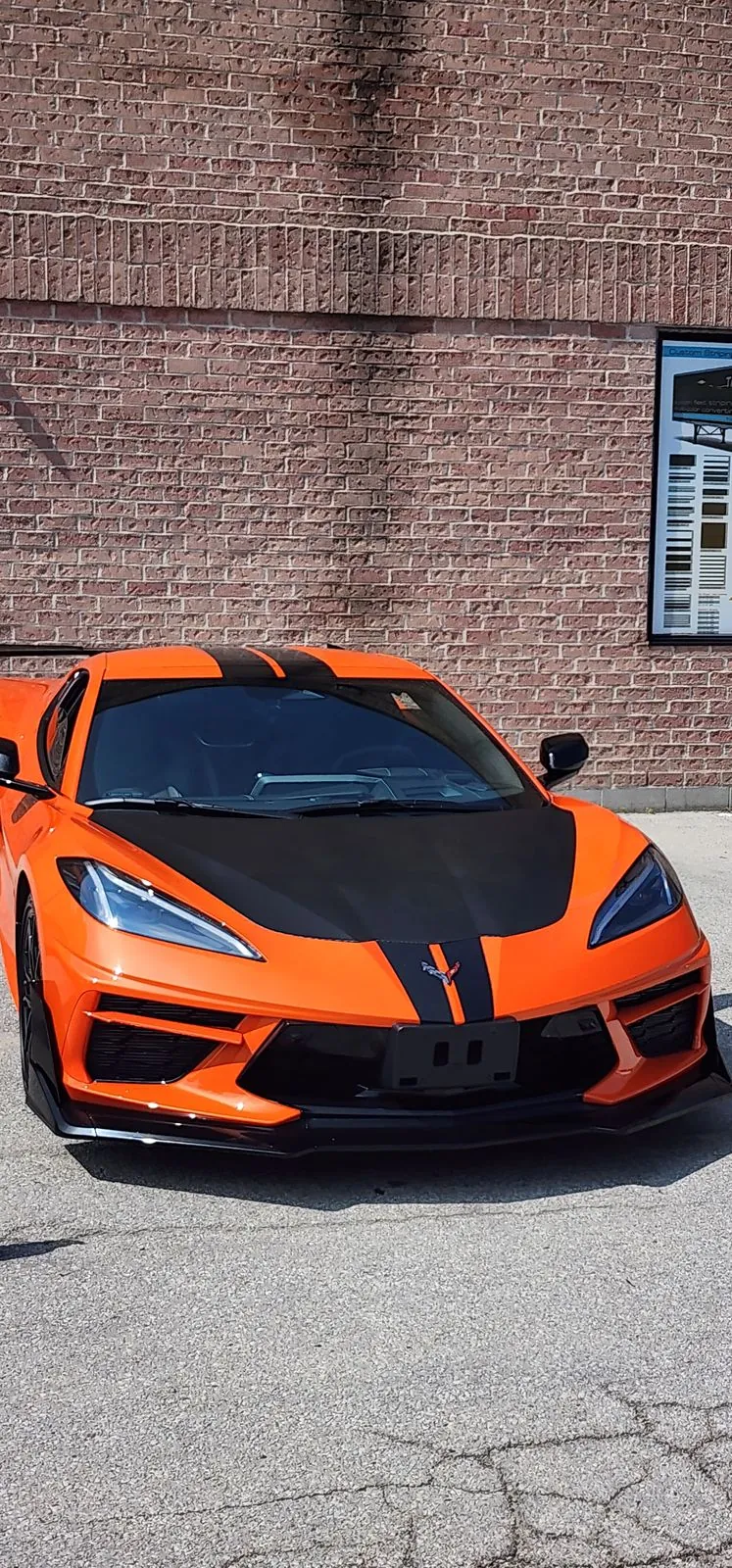 Corvette C8 front with black hood wrap